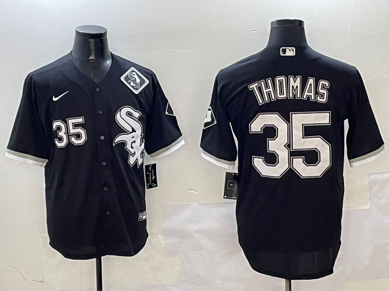 Men Chicago White Sox #35 Thomas Black Game 2025 Nike MLB Jersey style 2